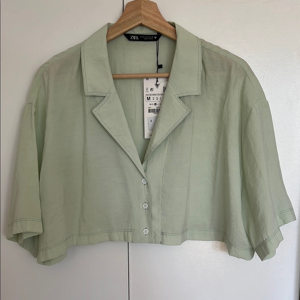 Zara Button-up Modal Crop Top